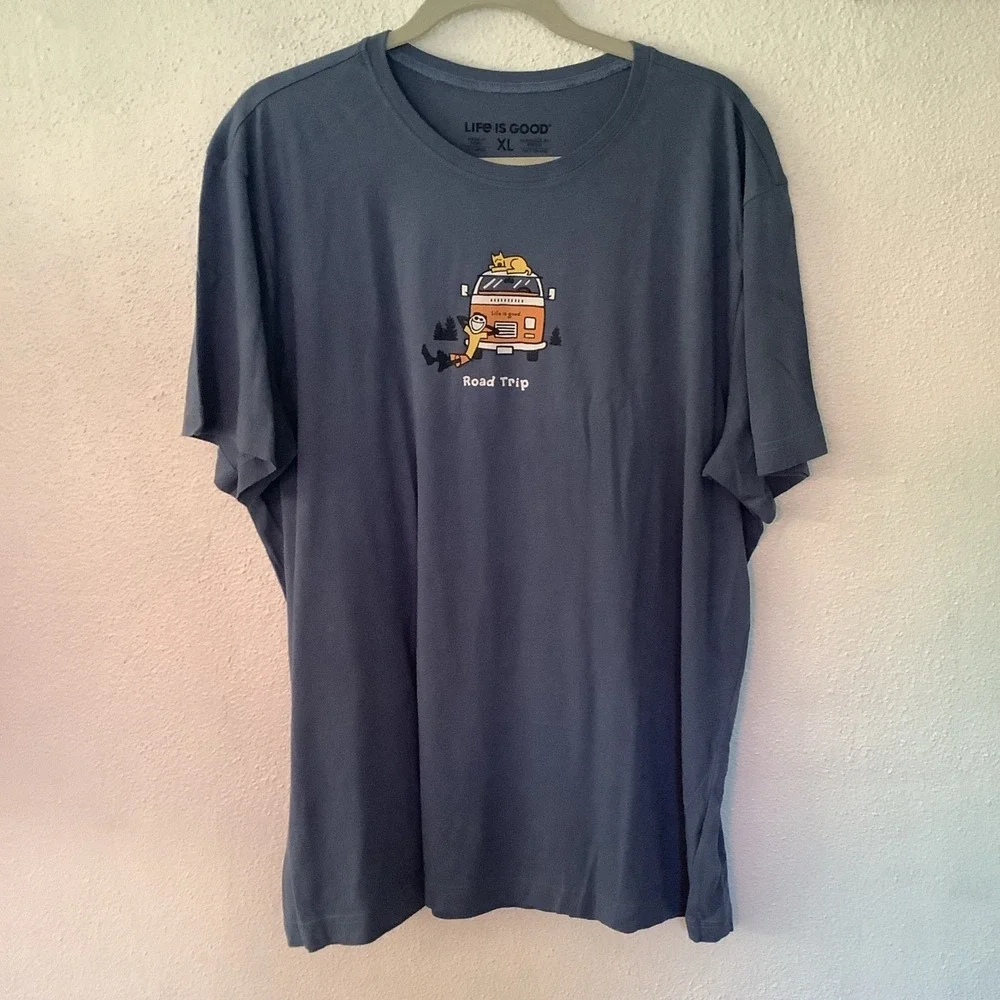 LIFE‎ IS GOOD Crusher Tee MENS XL Family Road Trip T-shirt Bike Camping Outdoor